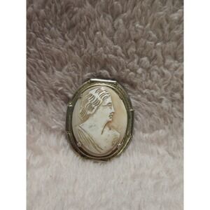 Antique Vintage Cameo‎ Carved Shell Brooch Pin